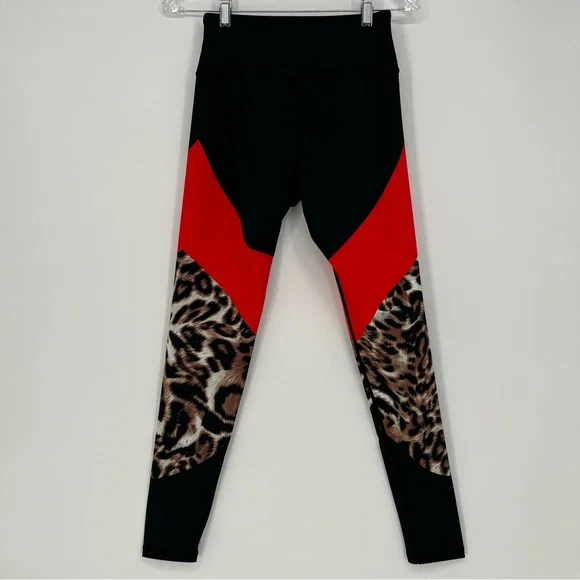 NEW Yelete Womens Active Leggings Workout Black/Red/Leopard Waist Pocket - Picture 2 of 13